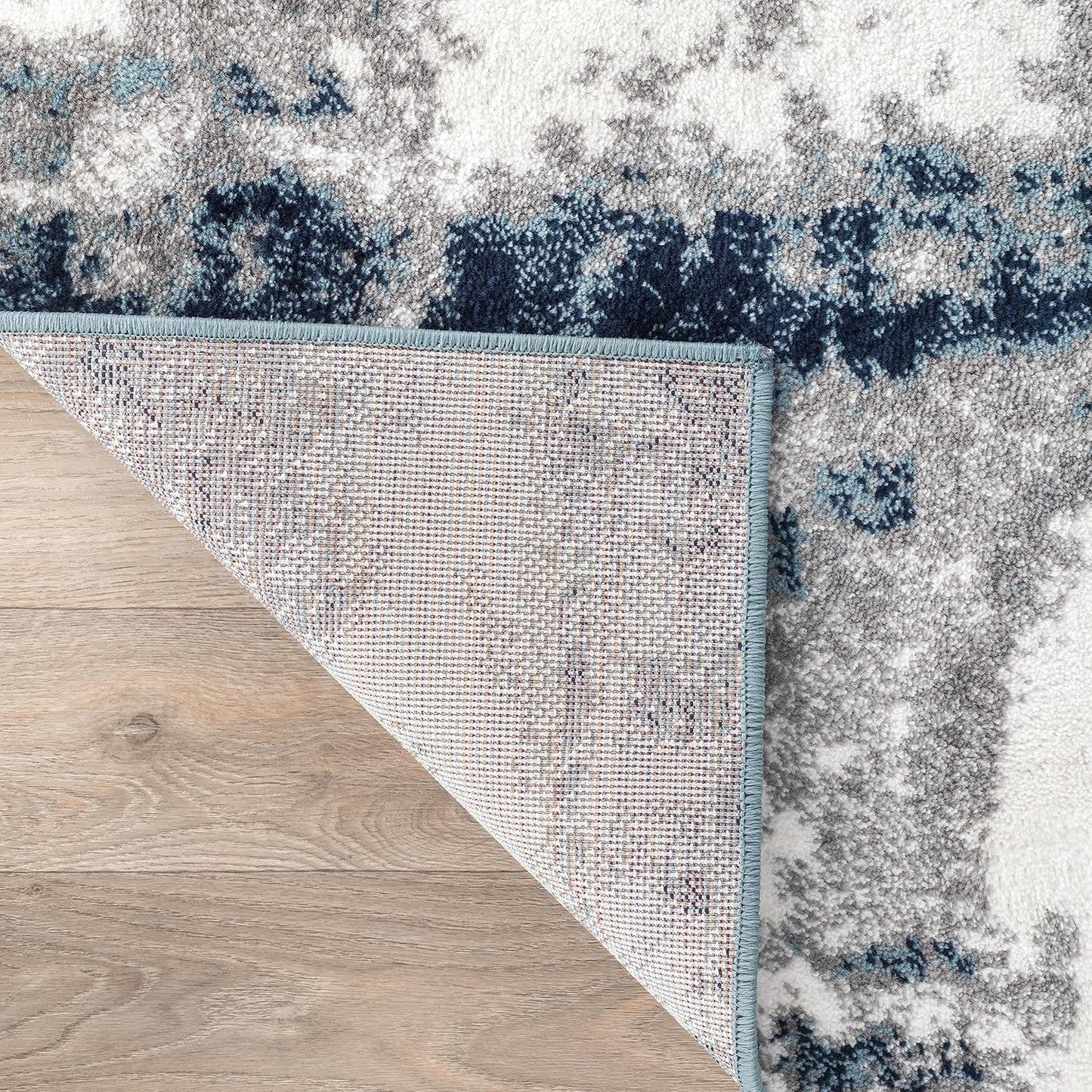 Contemporary Abstract Distressed Area Rug 5' X 7' Blue