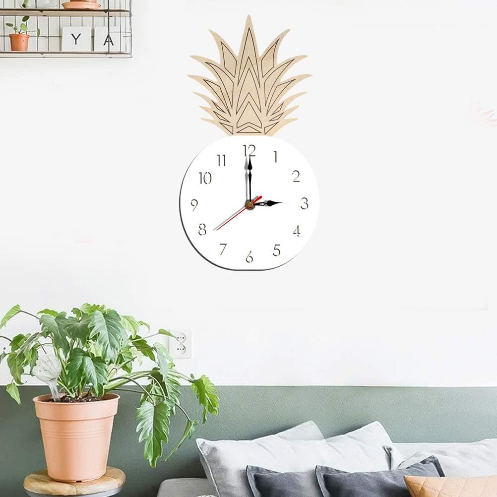 Creative Wall Clock Pineapple Shaped Wall Clock Children'S Room Silent Clock Hanging Eaducational Clock No Battery
