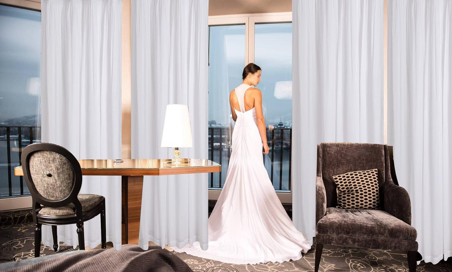 White Cotton Curtains Set of 2, White Cotton Curtains 96 Inches Long & 50 Inch Wide,Cotton Curtains,Grommete Curtains,White Cotton Curtains,White Panel Curtains, Double Layer Grommete Curtains