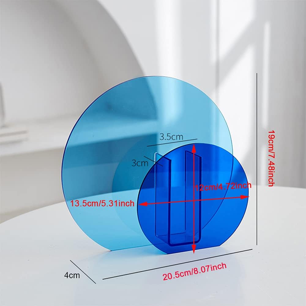 Acrylic Flower Vase Ins Style Floral Arrangement Vases Floral Vases and Containers for Wedding Centerpieces, Home Decorations, Office Ornaments (Blue)