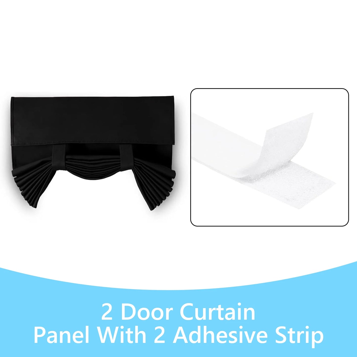 Blackout Curtains Privacy French Door Curtains No-Punch Insulated Curtains for Bedrooms Patios Tie Sun Shades 26 X 40Inch 2 Pcs Black