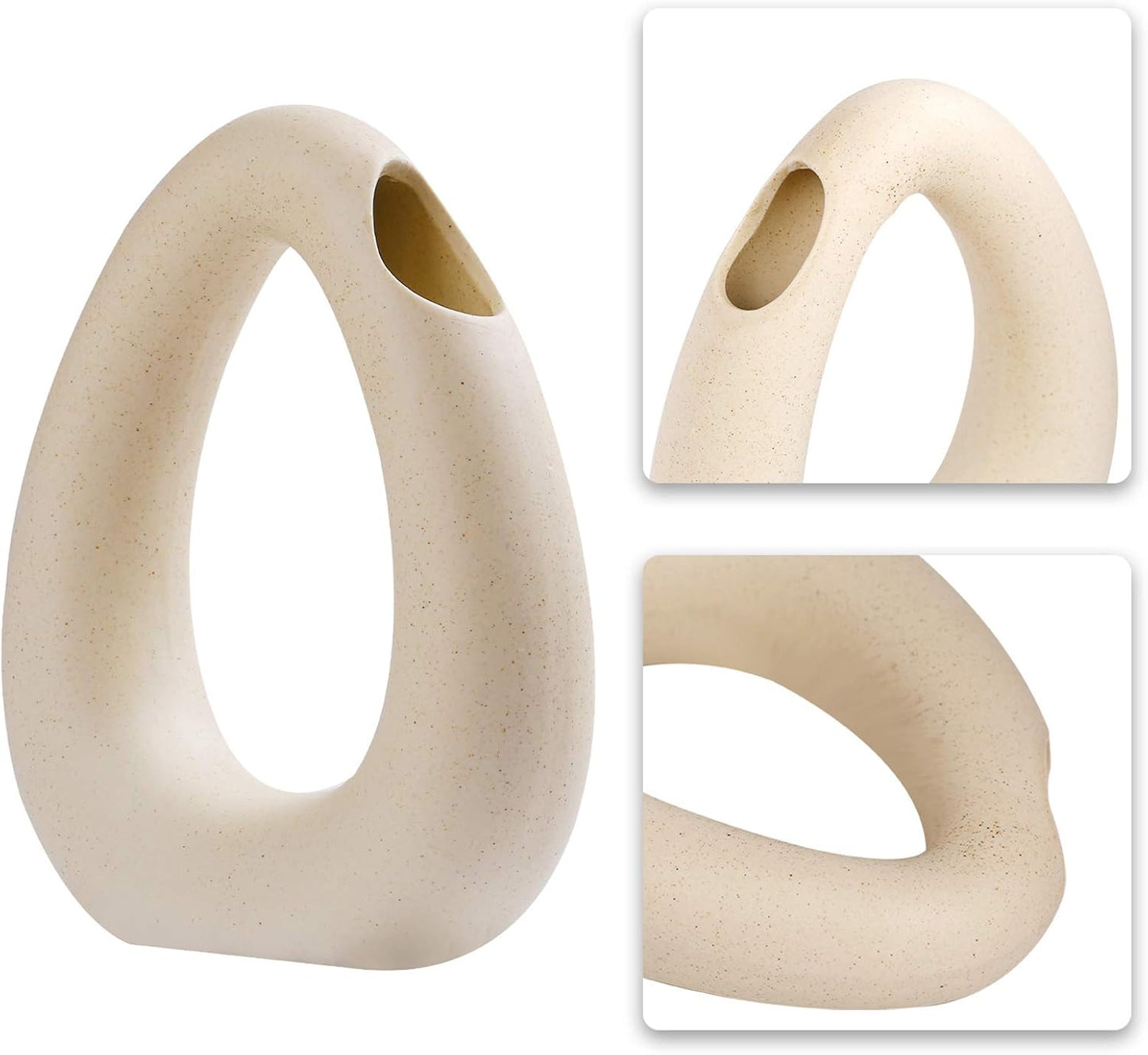 Ceramic Vase Furnishing Articles, Geometric Ceramic Vase for Home Decor Modern Flower Vase Desktop Shelf Furnishing Decoration Tabletop Decorative Hollow Vase, Yellow