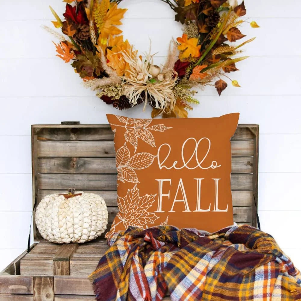 Fall Decor Buffalo Plaid Pumpkin and Maple Leaves Outdoor Fall Pillows Decorative Throw Pillows Farmhouse Thanksgiving Decorations Autumn Cushion Case for Couch