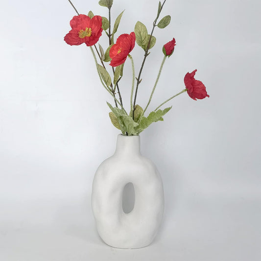 Ceramic Vase for Home Decor, Modern White Vase for Mantel, Living Room, Office, Table and Wedding Decorative