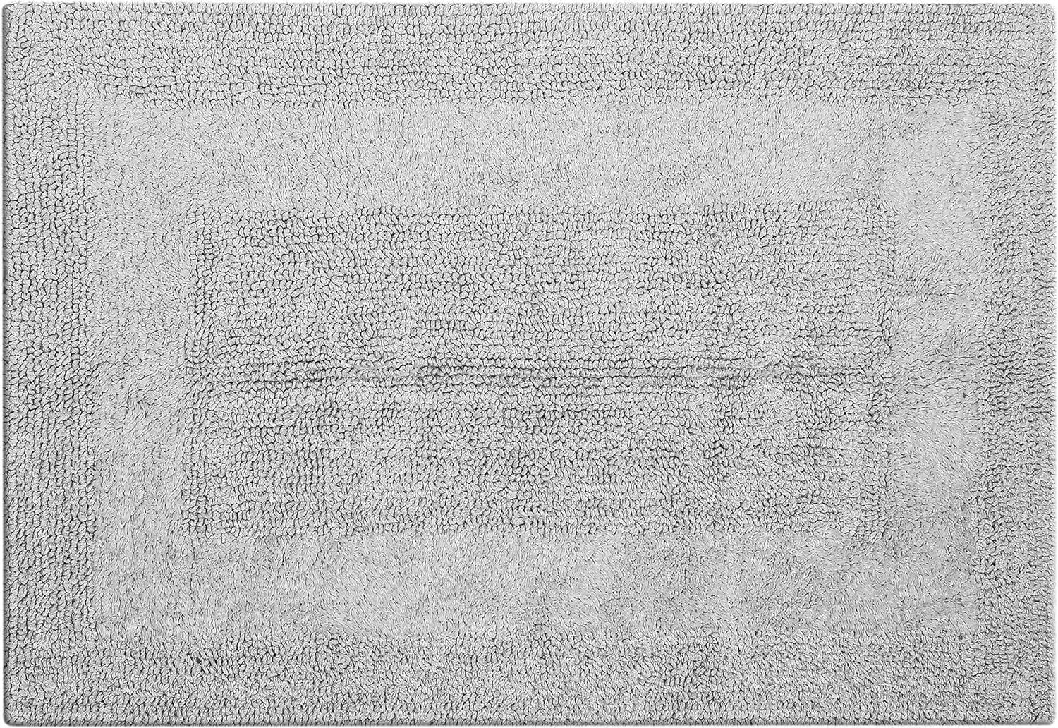 Bathroom Rugs Set 2 Piece Light Grey Cotton Tufted Reversible Washable Bath Mats for Bathroom Floor| Quick Dry Bathroom Mat for Tub Spa Shower Toilet| Entry Way Door Mats|21X32 & 17X24 Inches