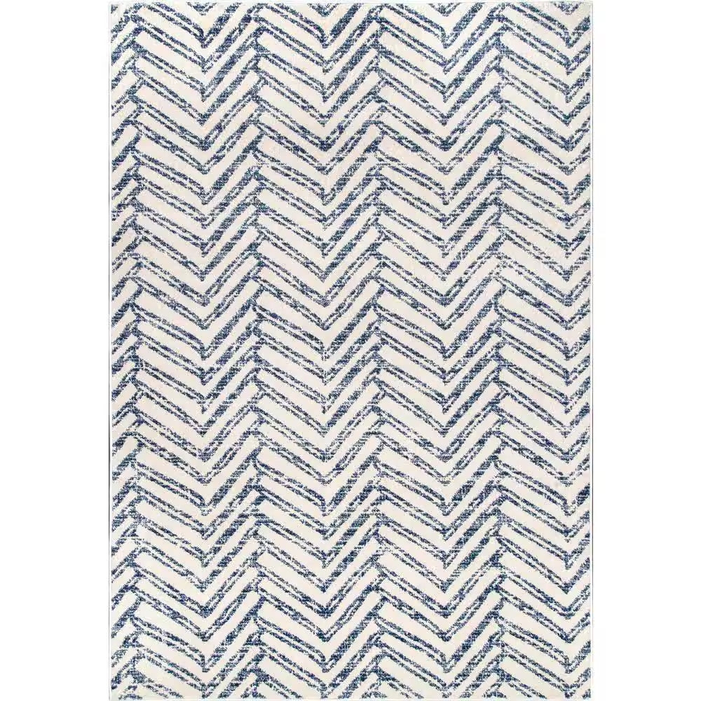 Rosanne Geometric Herringbone Blue 9 Ft. X 12 Ft. Area Rug
