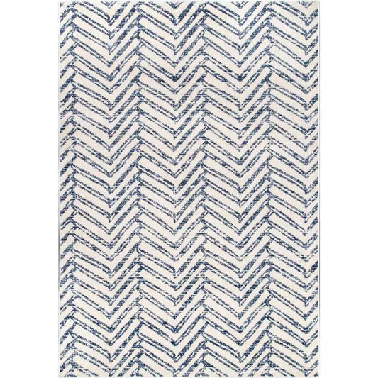 Rosanne Geometric Herringbone Blue 9 Ft. X 12 Ft. Area Rug