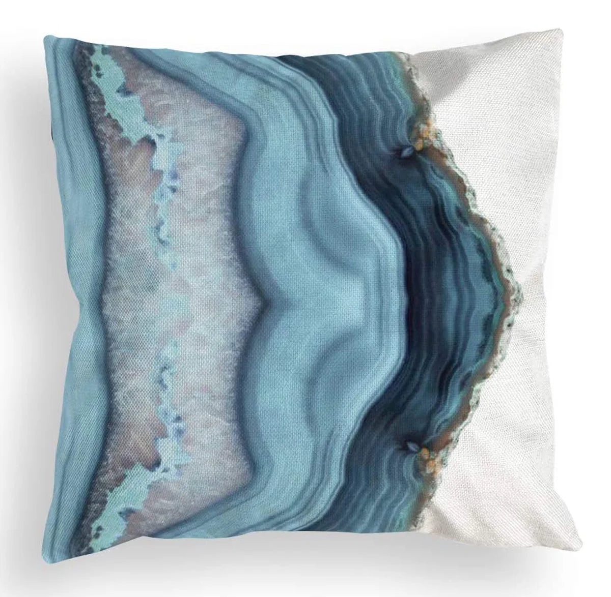 Throw Pillow Covers Decorative Navy Blue Sofa Pillow Cases for Couch Marble Dots Sea Texture Linen Cushion Bedroom Home 18" X 18" 4PCS