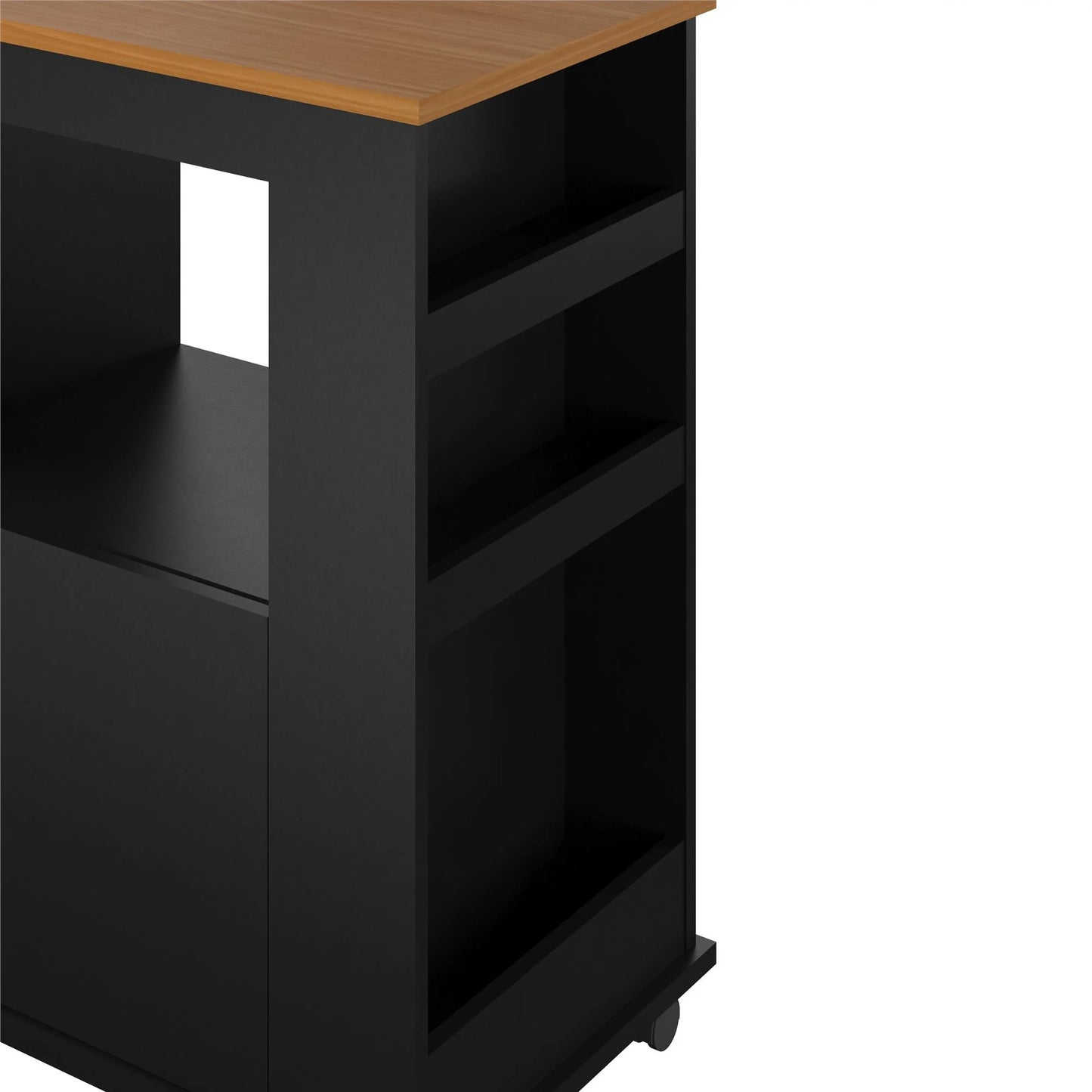Williams Kitchen Island Microwave Cart with Rolling Casters, Black
