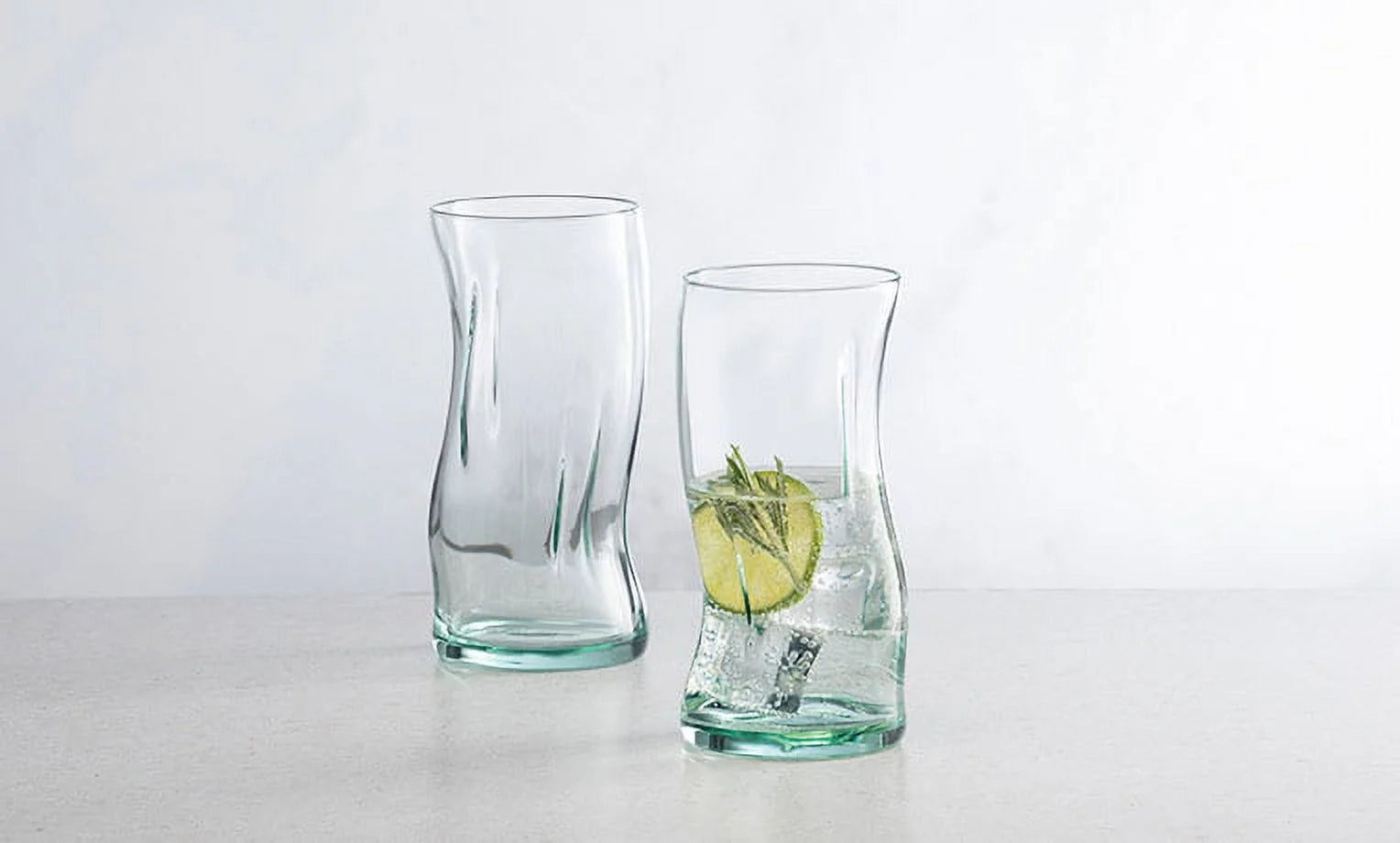 (2 Pack)  Clear Green Glassware, 14.9 Oz