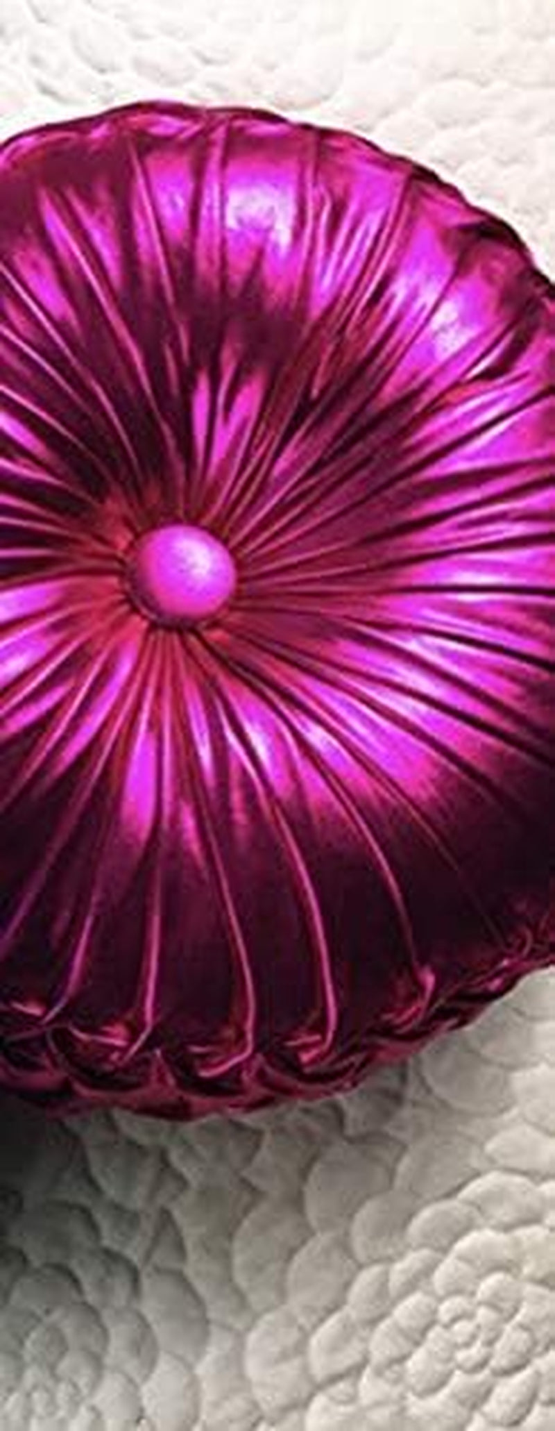 Tresshouse European round Throw Pillows, Soft Spandex Fabric Pumpkin Pleated Handmade Metallic Accent Circle Insert Cushion Diamond to Enhance for Sofa Bedroom Livingroom Couch Cover Chair Pink