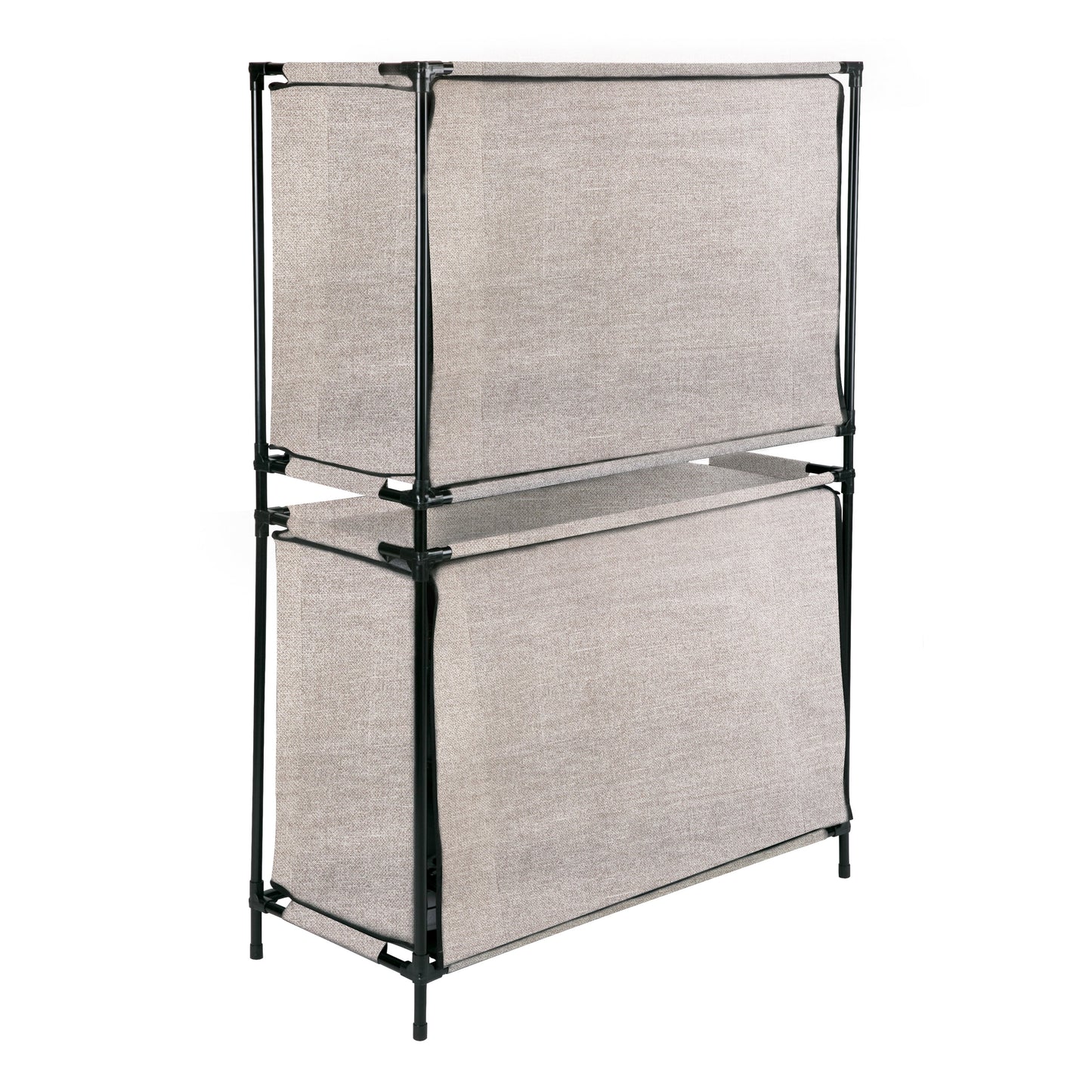 2 Pack 16 Compartment 32 Pair Shoe Fabric Cubby in Beige