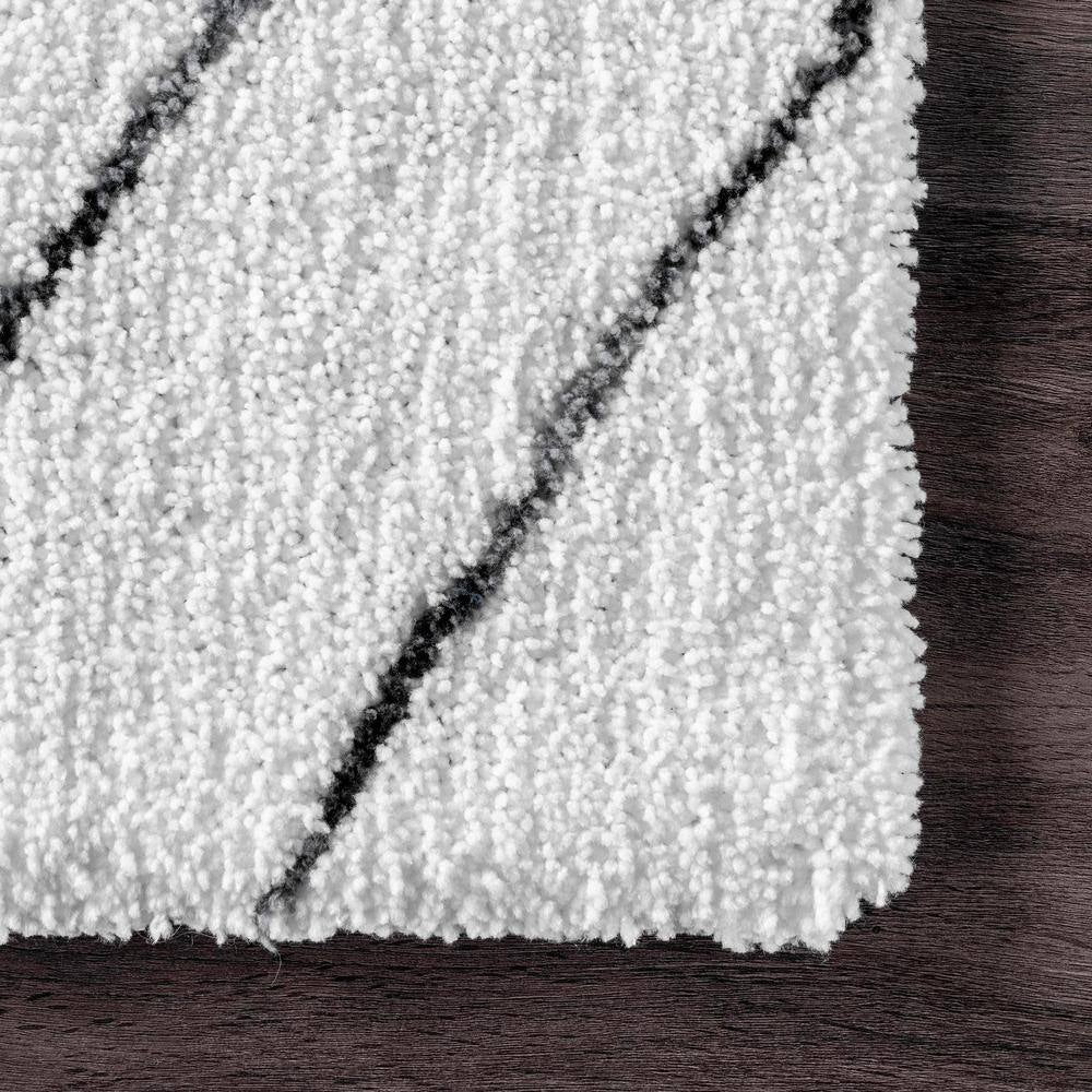 Beaulah Modern Geometric Shag White 6 Ft. X 9 Ft. Area Rug