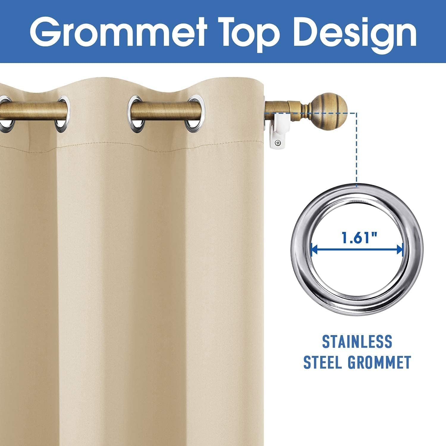 2 Panels Beige Outdoor Curtains, 52 X 108 Inch Blackout Thermal Insulated Waterproof Drapes for Patio, Porch, Yard, Pergola, Sliding Door, Arbor