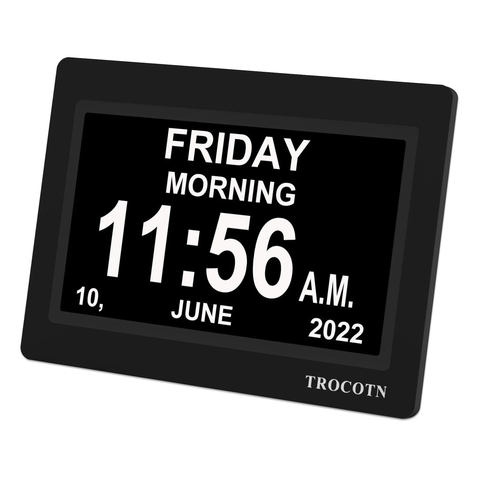 7 Inchs Digital Clock Calendar Clock Large Display Alarm Clock Wall Clock (Black)