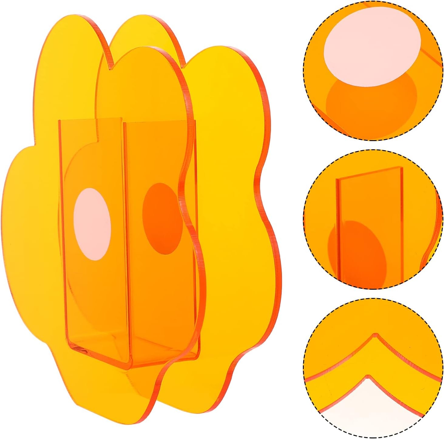 Acrylic Cloud Shaped Flower Vase Make up Brush Pen Holder Elegant Modern Contemporary Design Vase for Home Office Wedding Decor (Orange)