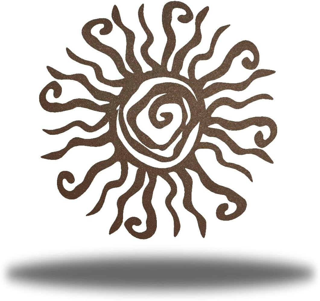 Wacky Sun Metal Wall Art Indoor/Outdoor Decor - 12" Rust Rust Proof Wall Sculpture - Made in USA - Ideal for Bedroom, Garden, Home, Patio and Farmhouse