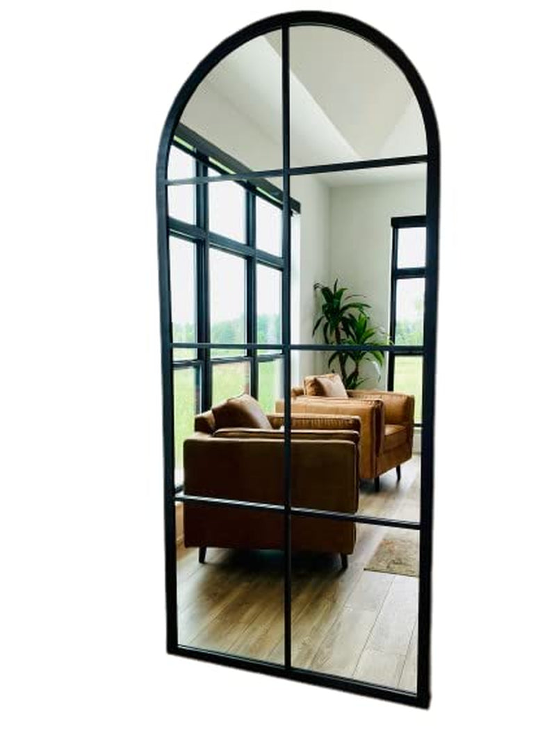 Large Arched Window Pane Floor Mirror (90" X 40", Custom Paint)