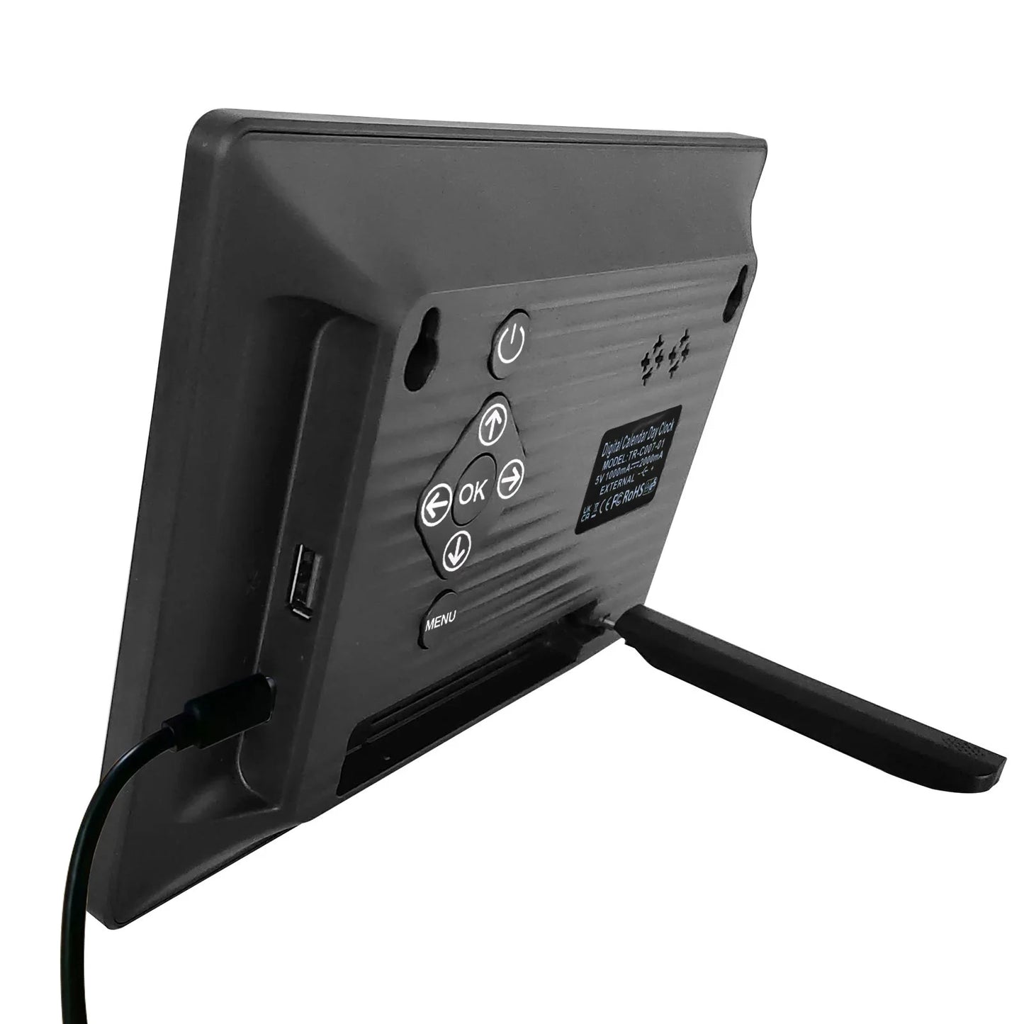 7 Inchs Digital Clock Calendar Clock Large Display Alarm Clock Wall Clock (Black)