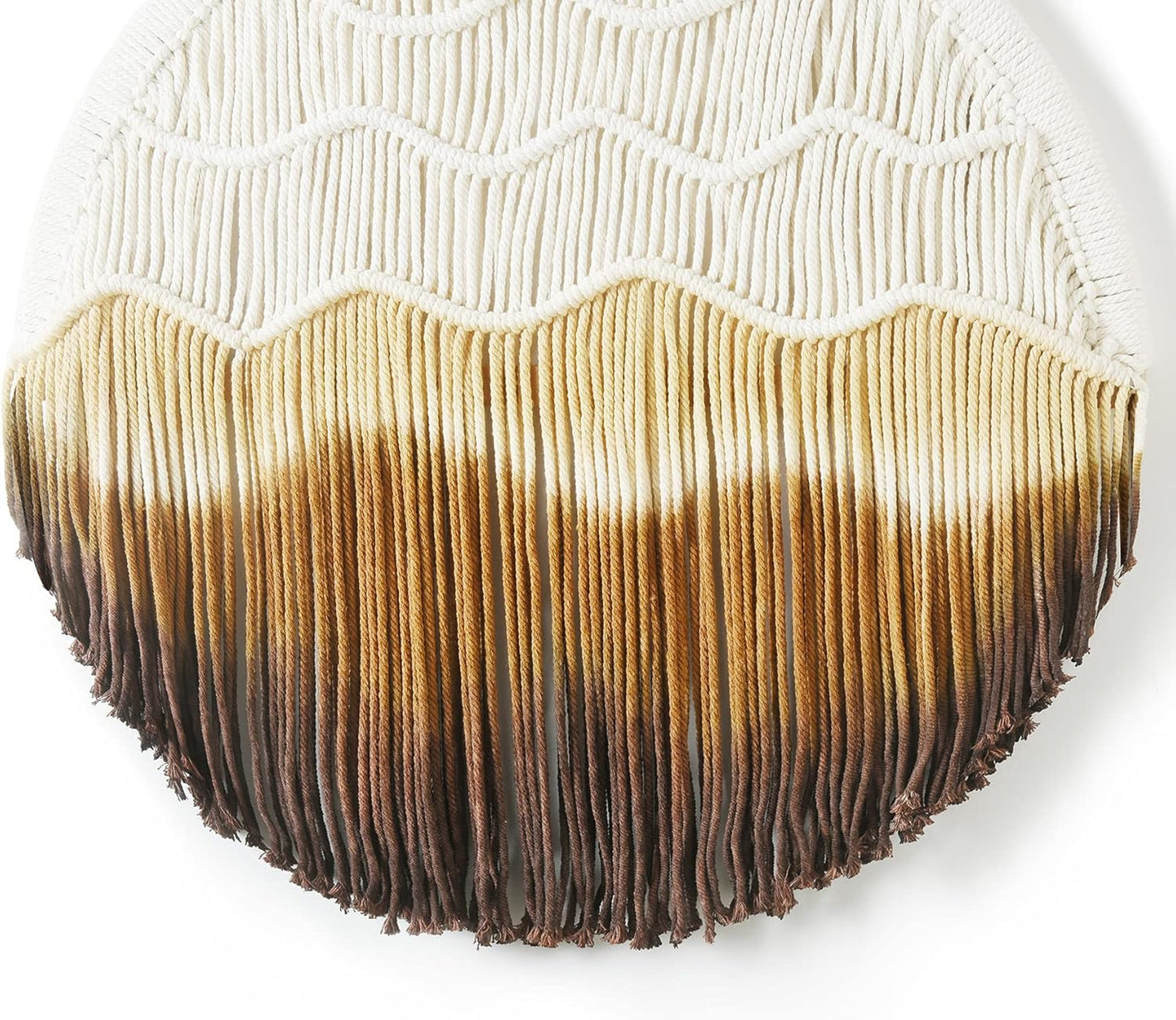 Macrame Wall Hanging round Hoop Circle Handmade Home Wall Décor 20" (Yellow)