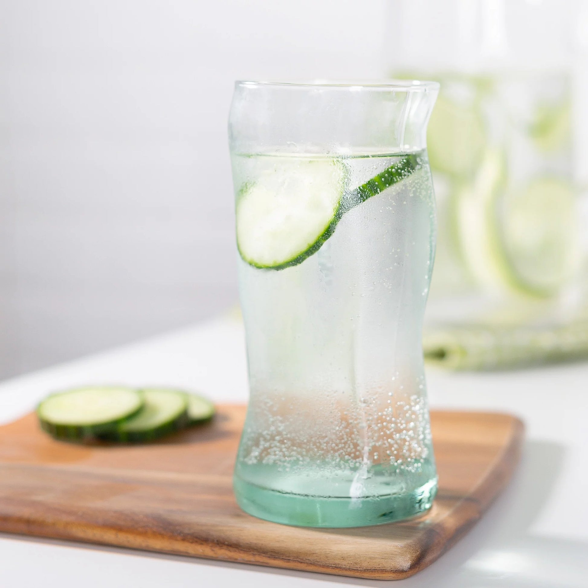 (2 Pack)  Clear Green Glassware, 14.9 Oz