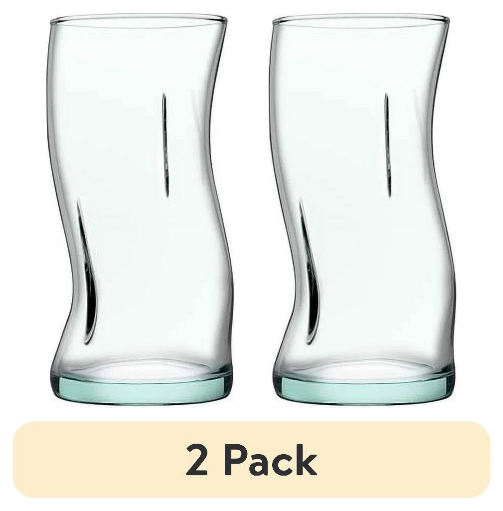 (2 Pack)  Clear Green Glassware, 14.9 Oz
