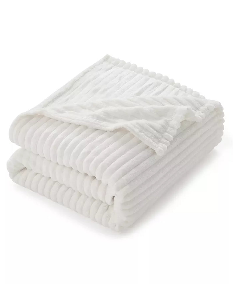 Ultra Soft & Light Ribbed Fleece Blanket - Throw/Travel 50"X60"