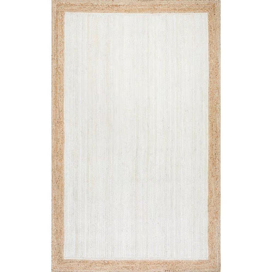 Elanora Farmhouse Bordered Jute White 6 Ft. Square Rug