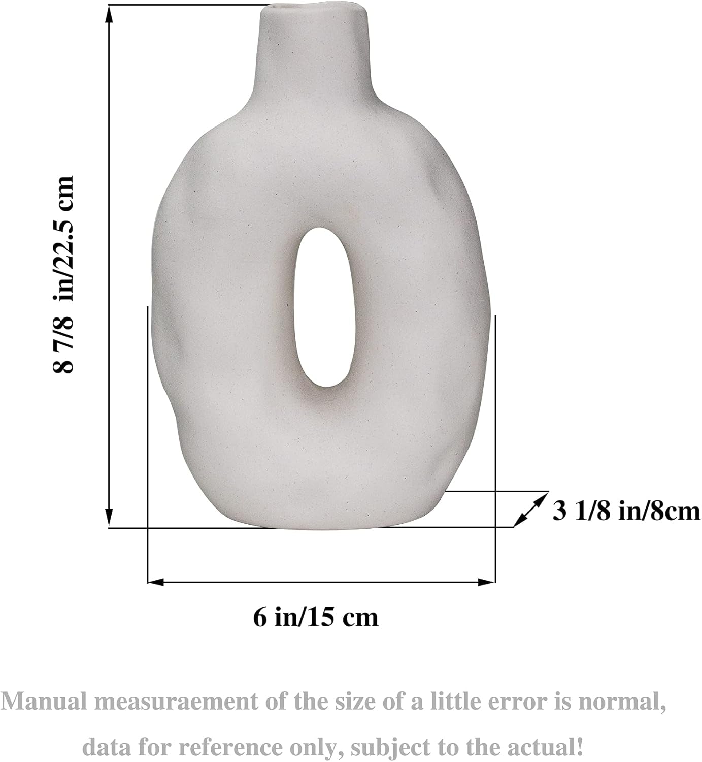 Ceramic Vase for Home Decor, Modern White Vase for Mantel, Living Room, Office, Table and Wedding Decorative