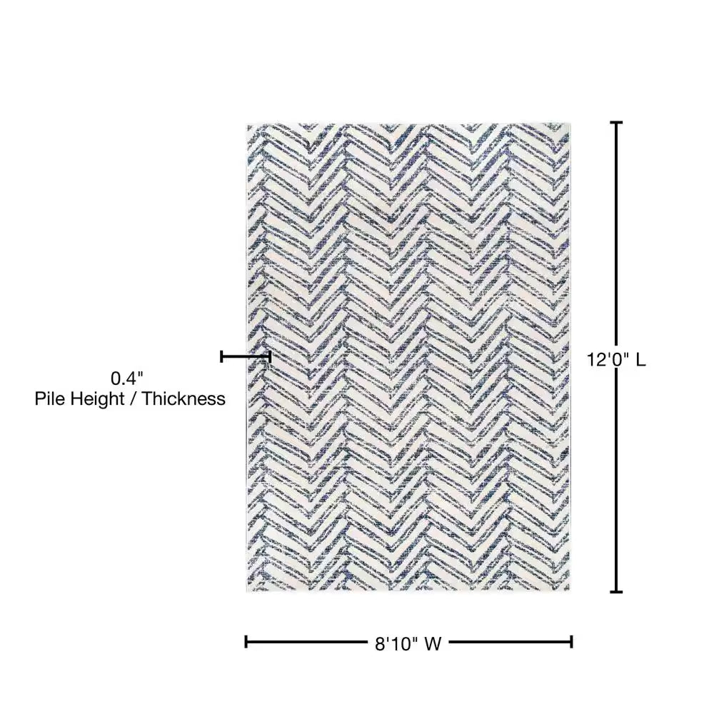 Rosanne Geometric Herringbone Blue 9 Ft. X 12 Ft. Area Rug