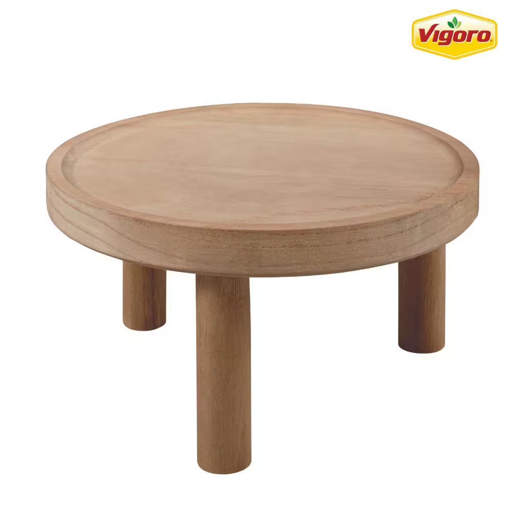 10 In. Footed Medium Brown Wood Plant Stand (10 In. L X 10 In. W X 5 In. H)