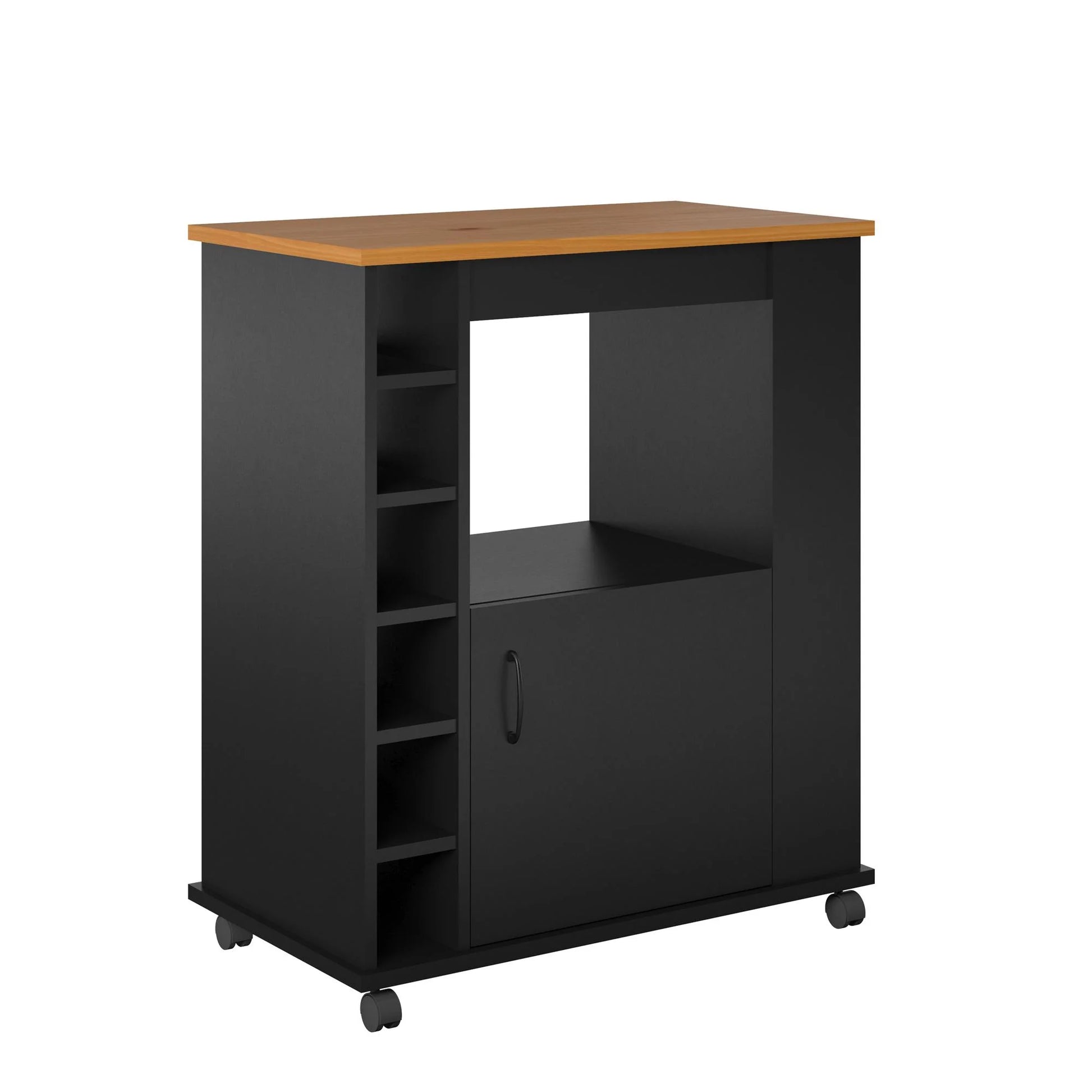Williams Kitchen Island Microwave Cart with Rolling Casters, Black