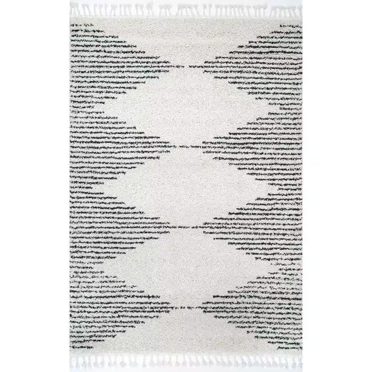 Bria Moroccan Diamond Shag Off-White 8 Ft. X 10 Ft. Area Rug