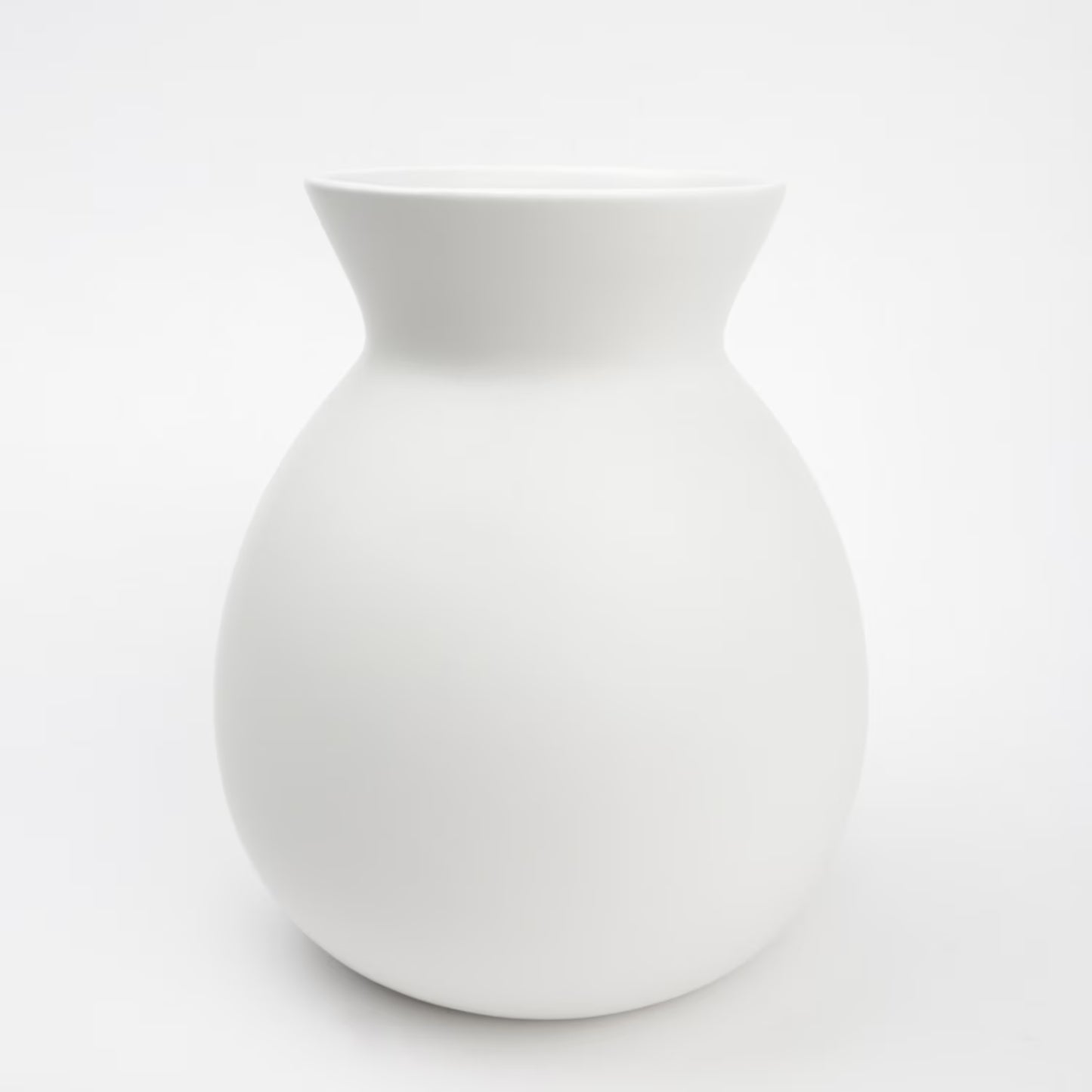 Solid White Finish Ceramic Vase, 8"