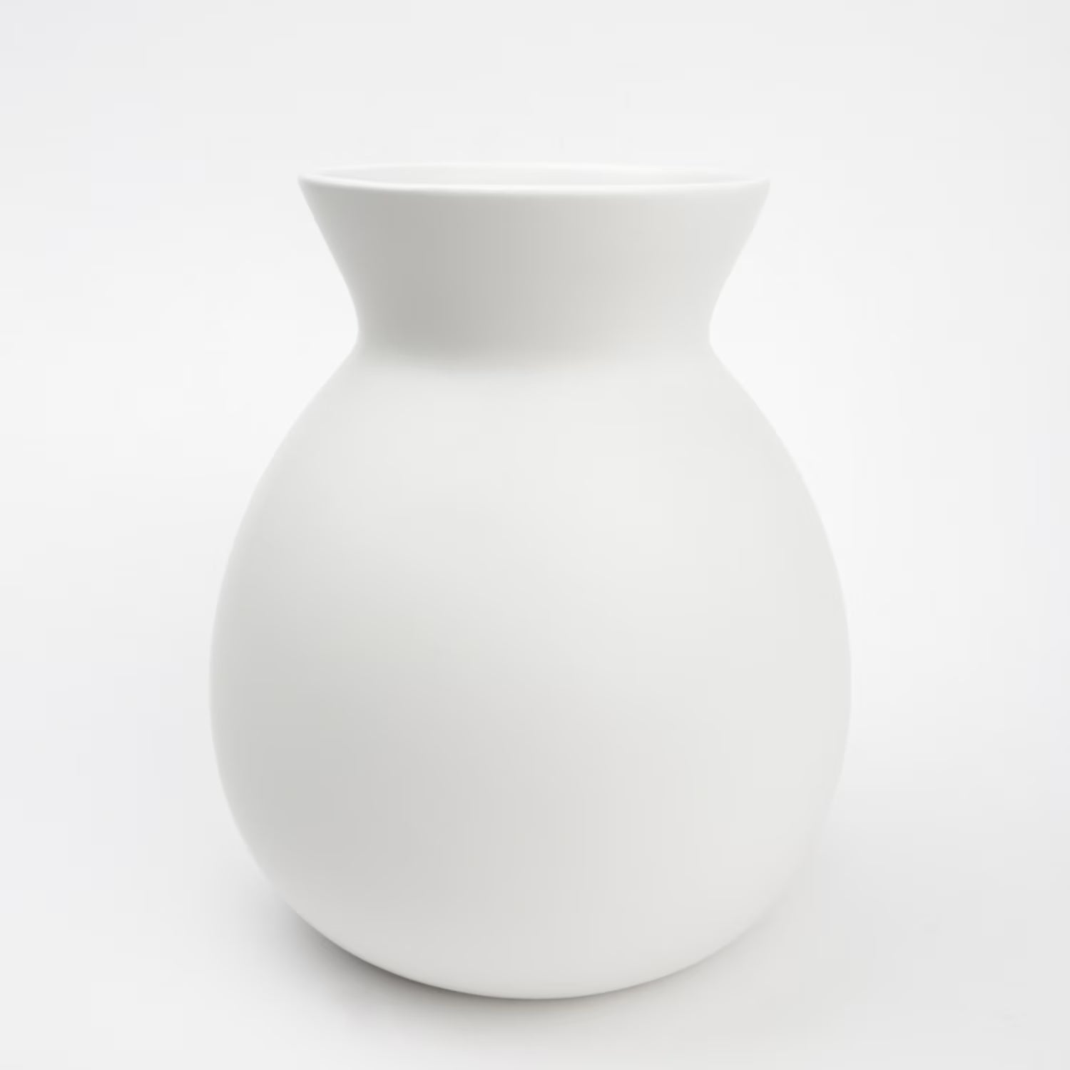 Solid White Finish Ceramic Vase, 8"