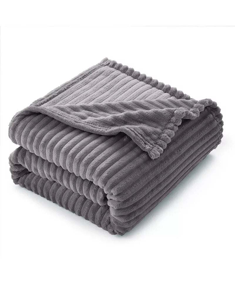 Ultra Soft & Light Ribbed Fleece Blanket - Throw/Travel 50"X60"