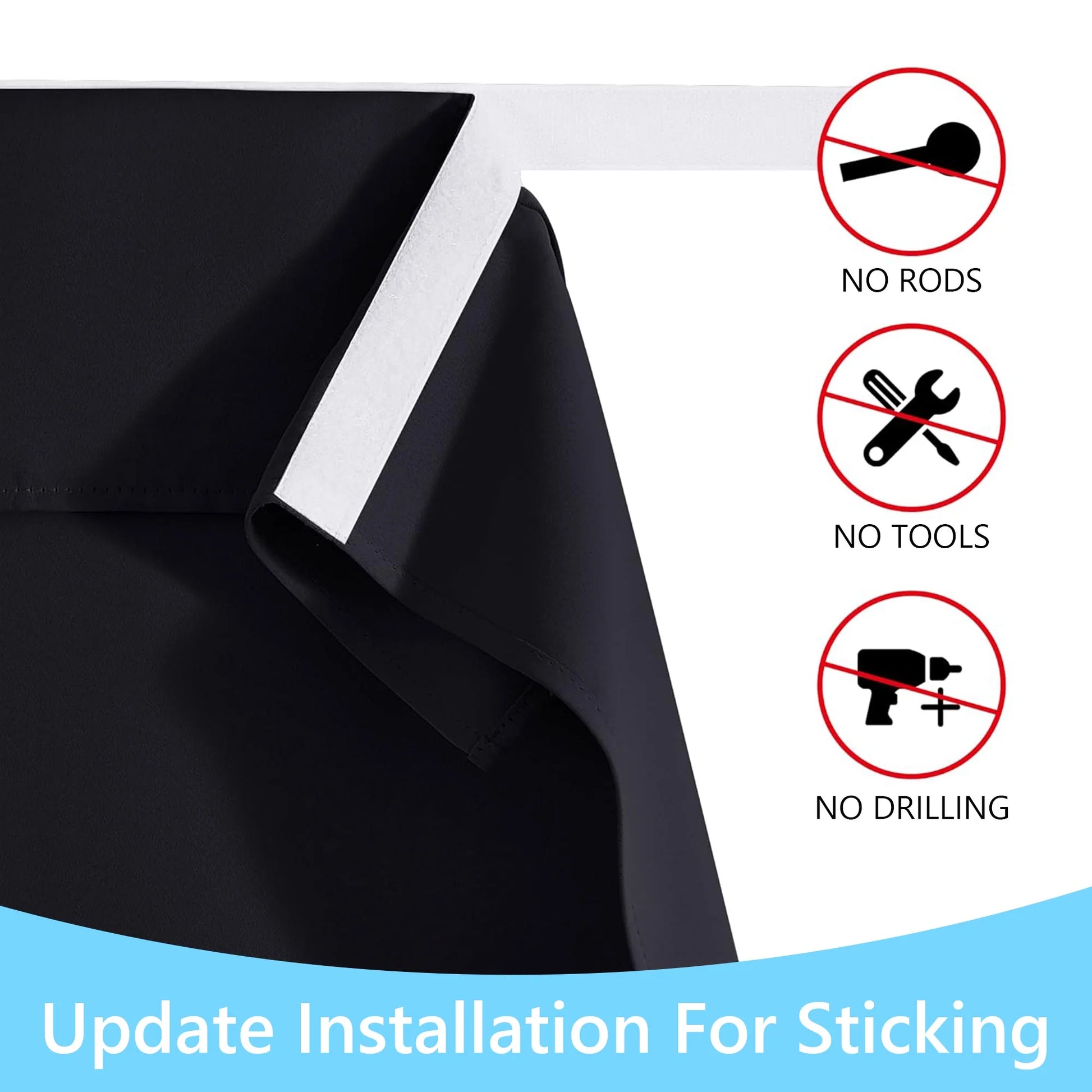 Blackout Curtains Privacy French Door Curtains No-Punch Insulated Curtains for Bedrooms Patios Tie Sun Shades 26 X 40Inch 2 Pcs Black