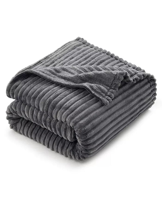 Ultra Soft & Light Ribbed Fleece Blanket - Throw/Travel 50"X60"