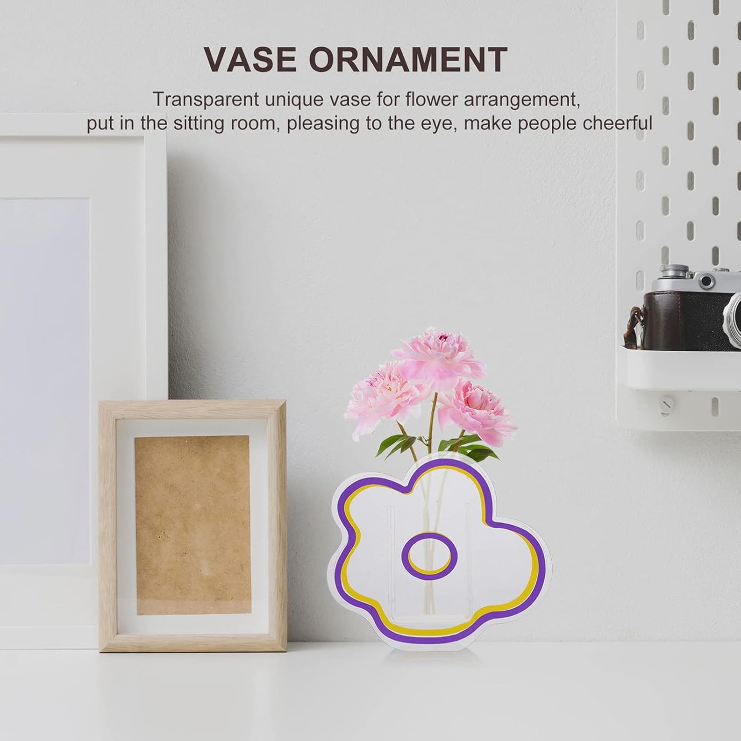 Acrylic Cloud Shaped Vase Make up Brush Pen Holder Elegant Modern Contemporary Design Vase for Home Office Wedding Decor (Purple)