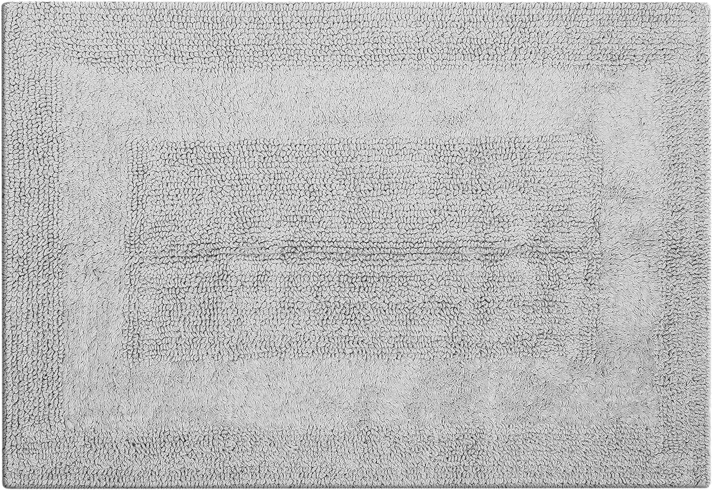 Bathroom Rugs Set 2 Piece Light Grey Cotton Tufted Reversible Washable Bath Mats for Bathroom Floor| Quick Dry Bathroom Mat for Tub Spa Shower Toilet| Entry Way Door Mats|21X32 & 17X24 Inches