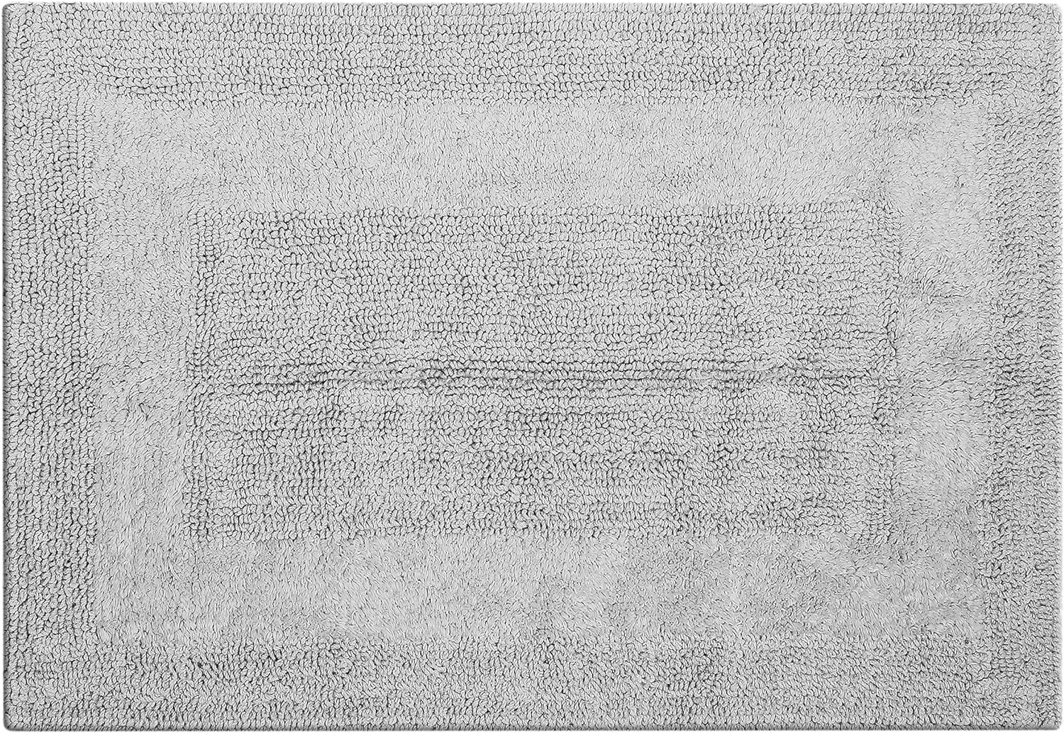 Bathroom Rugs Set 2 Piece Light Grey Cotton Tufted Reversible Washable Bath Mats for Bathroom Floor| Quick Dry Bathroom Mat for Tub Spa Shower Toilet| Entry Way Door Mats|21X32 & 17X24 Inches