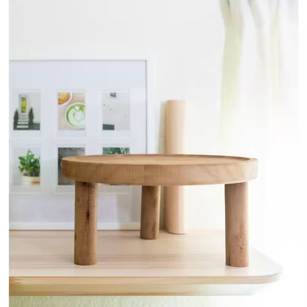 10 In. Footed Medium Brown Wood Plant Stand (10 In. L X 10 In. W X 5 In. H)