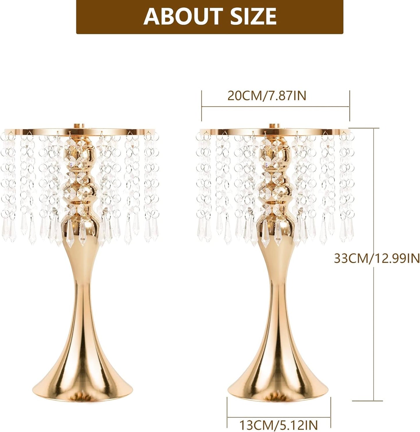 Wedding Centerpieces for Tables, 12.99In Metal Gold Vases for Centerpieces, 2Pcstall Crystal Flower Stand for Centerpiece Table Wedding Party Reception Home Decor