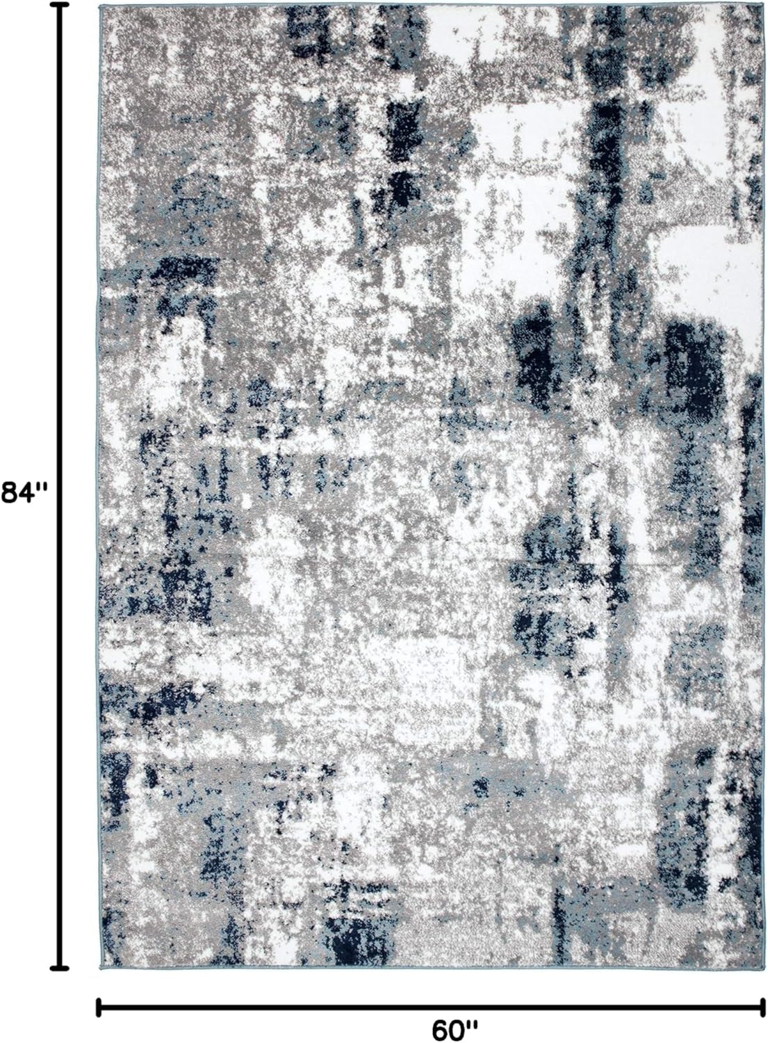 Contemporary Abstract Distressed Area Rug 5' X 7' Blue