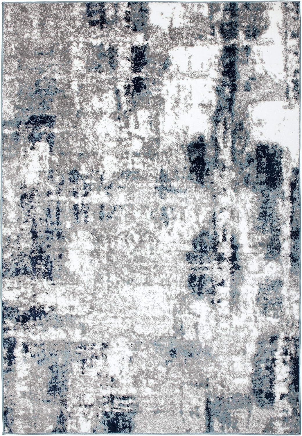 Contemporary Abstract Distressed Area Rug 5' X 7' Blue