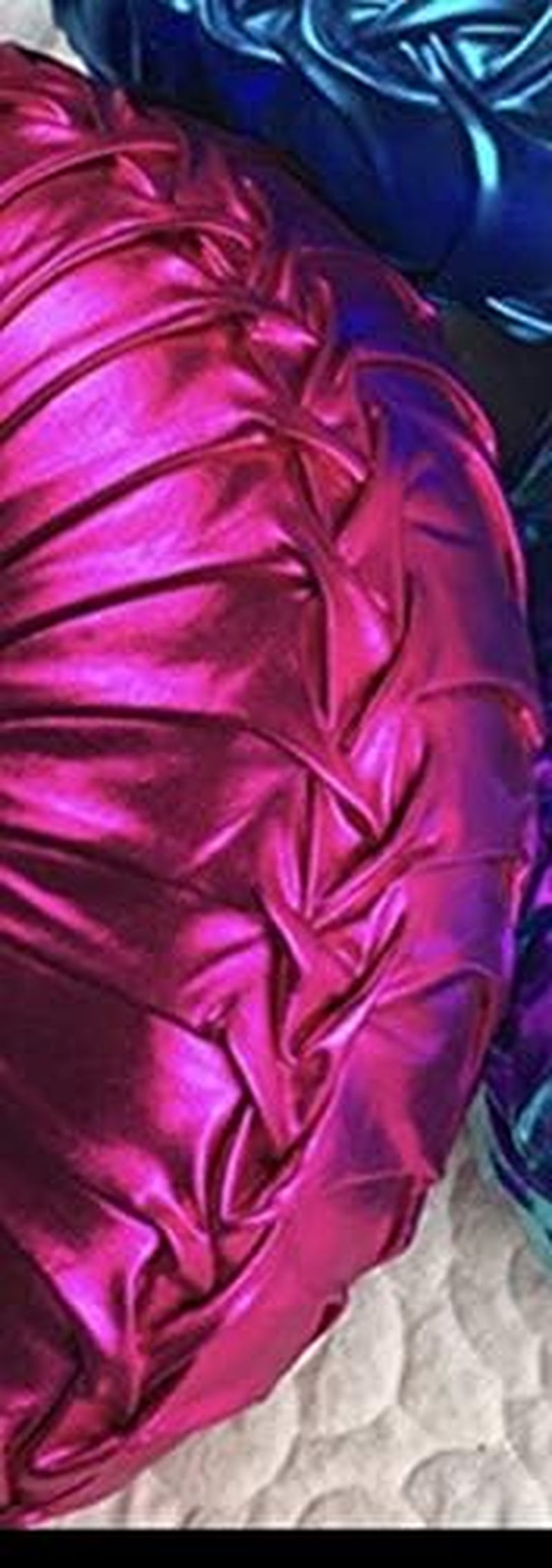 Tresshouse European round Throw Pillows, Soft Spandex Fabric Pumpkin Pleated Handmade Metallic Accent Circle Insert Cushion Diamond to Enhance for Sofa Bedroom Livingroom Couch Cover Chair Pink