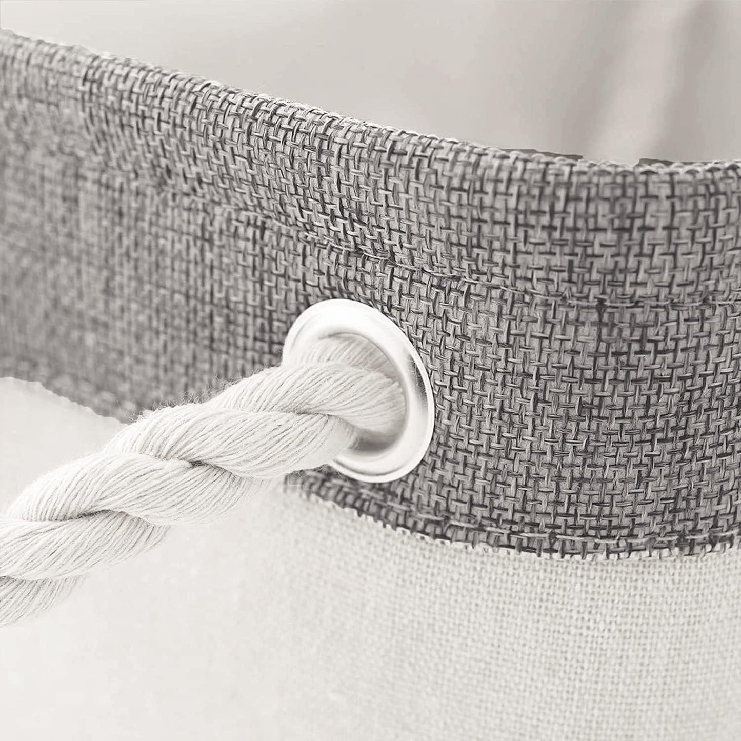 Basket for Organizing Cube Stgorage Bin - Small 6 Pack Fabric Storage Cubes Collapsible Baskets for Shelves with Rope, Bins for Organization Closet Cloth Toy Laundry Canvas (Grey&White 12X8X5.2 Inch)