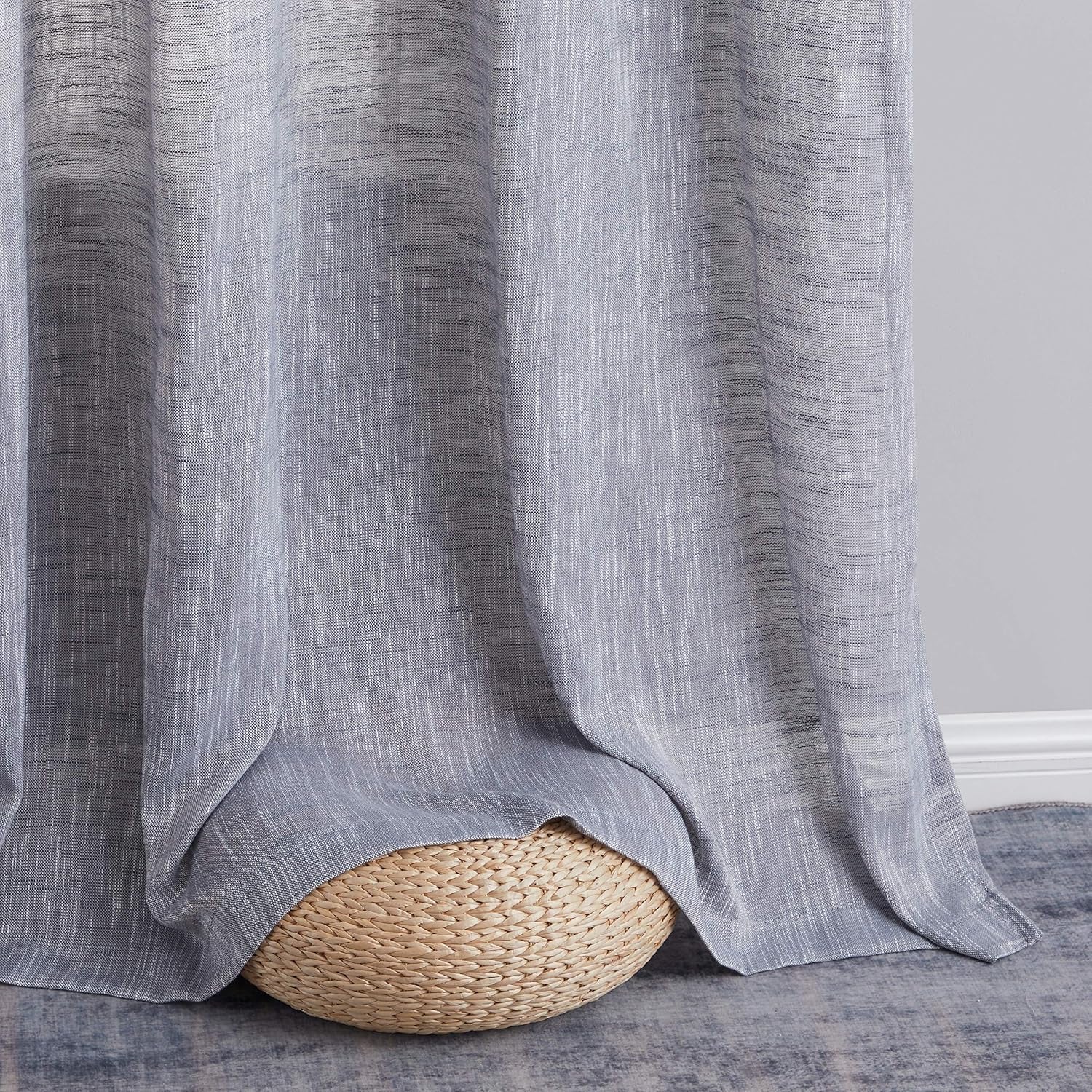 Madison Faux Linen Textured Semi Sheer Privacy Light Filtering Transparent Window Grommet Floor Length Thick Curtains Drapery Panels Office & Living Room, 2 Panels (54 W X 84 L, Charcoal Grey)