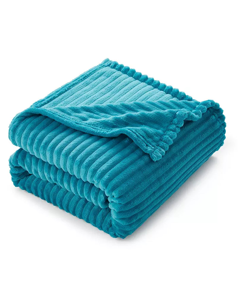 Ultra Soft & Light Ribbed Fleece Blanket - Throw/Travel 50"X60"