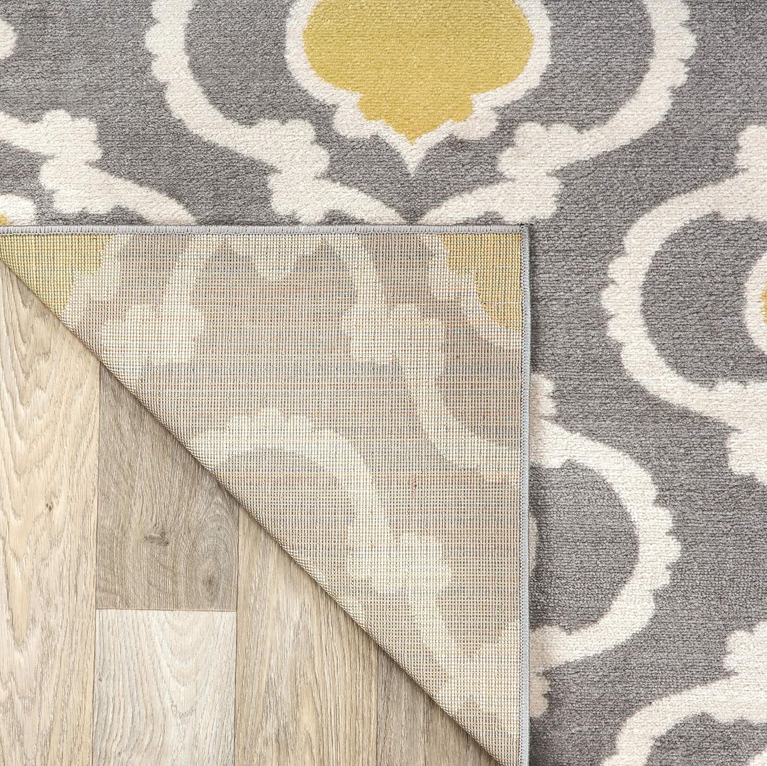 Moroccan Trellis Contemporary Perfect for High Traffic Areas of Your Living Room,Bedroom,Home Office,Kitchen Area Rug 3'3" X 5' Gray/Yellow